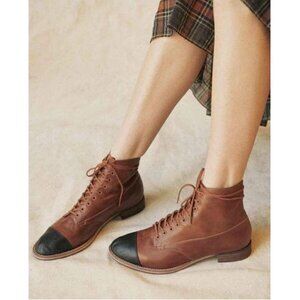 💕THE GREAT💕 The Cap Toe Boxcar Boot ~ Hickory Brown/Black 10 NWT